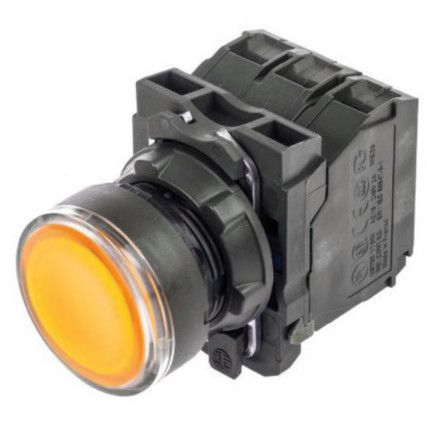 Push Button, Illuminated, Yellow LED, 24V