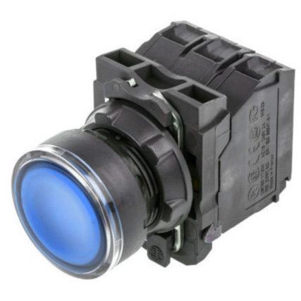 Push Button, Illuminated, Blue LED, 24V