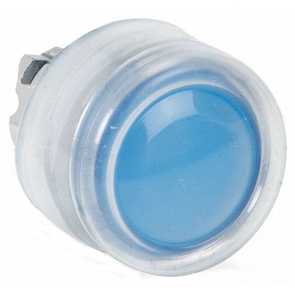 Push Button, Blue Head Only, Clear Boot, For LED