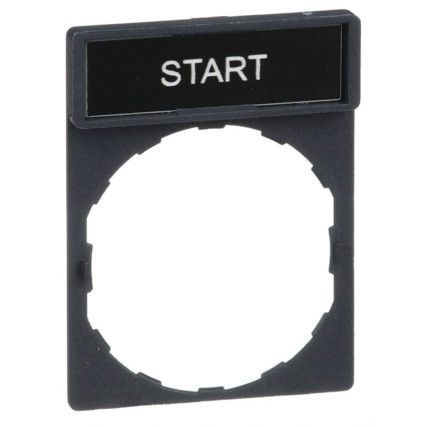 Legend Plate, Marked "START" White on Black, 8x27mm