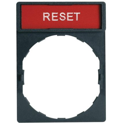 Legend Plate, Marked "RESET" White on Red, 8x27mm