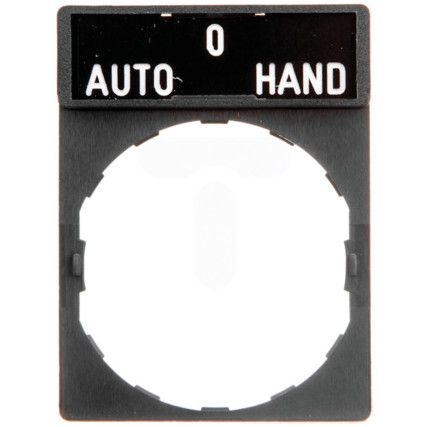 Legend Plate, Marked "AUTO-O-HAND" White on Black, 8x27mm