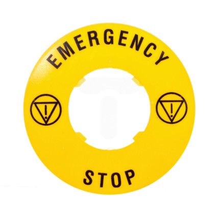 Legend Plate, Marked, For Emergency Stop Buttons