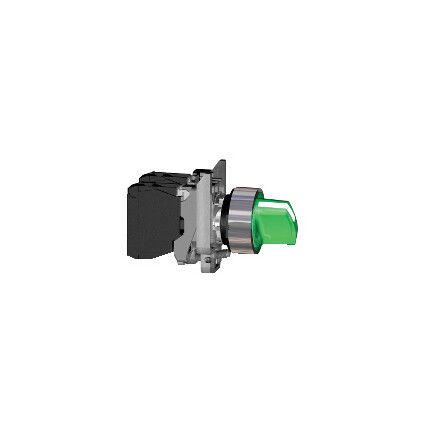 Rotary Switch, 3-Position Selector, Green, Illuminated, Stay Put