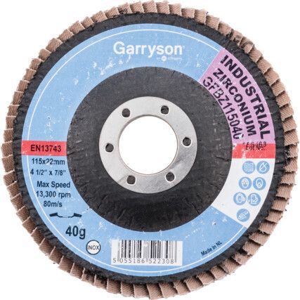 Flap Disc, GFBZ115, 115 x 22.23mm, Conical (Type 29), P40, Zirconia