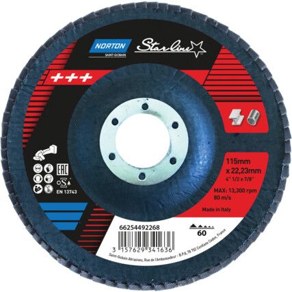 FLAP DISC 115X22MM 60 GRIT (PK-10)