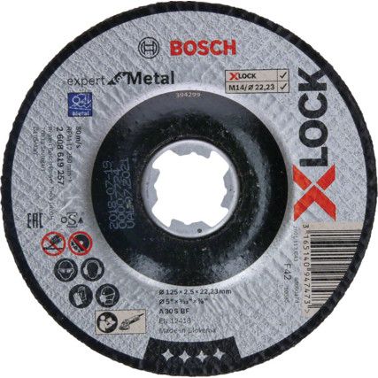 Cutting Disc, X-Lock Expert, 30-Medium/Coarse, 125 x 2.5 x 22.23 mm, Type 42, Aluminium Oxide