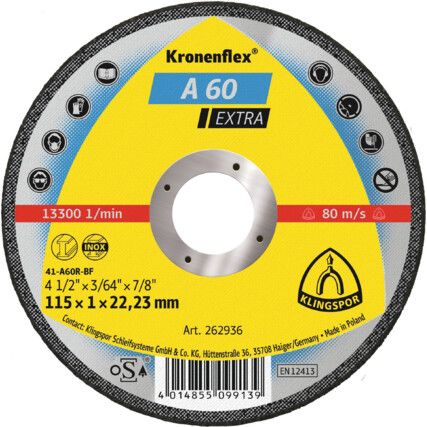 A60EXTRA CUTTING DISC 115X1X22MM