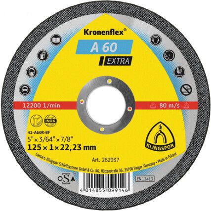 A60EXTRA CUTTING DISC 125X1X22MM