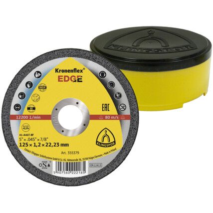 Cutting Disc, Kronenflex, 46-Fine/Medium, 125 x 1.2 x 22.23 mm, Type 41, Aluminium Oxide