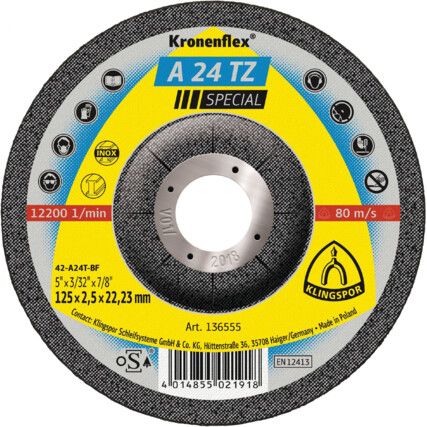 A24TZ SPECIAL CUTTING DISC DPC125X2.5X22MM