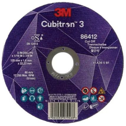 Cubitron 3 Cut-Off Disc 88383, 36, 115 x mm, 22.23 x mm, Type 42