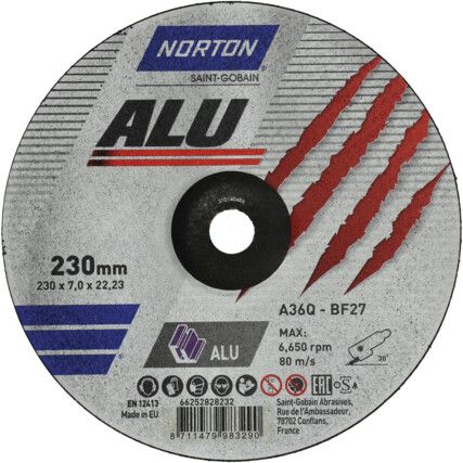 ALUMINIUM DEPRESSED CENTRE GRINDING DISC 230X7X22.23mm (PK-10)