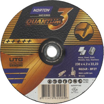 230x4.2x22.23mm T27 NQ24RNOR-QUANTUM3 GRINDING DISC