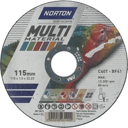 MULTIMATERIAL FLAT ULTRA THIN CUTTING DISC 115X1X22.23mm (PK-25)