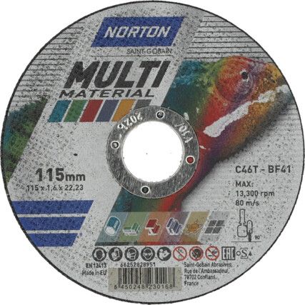 MULTIMATERIAL FLAT ULTRA THIN CUTTING DISC 115X1.6X22.23mm (PK-25)