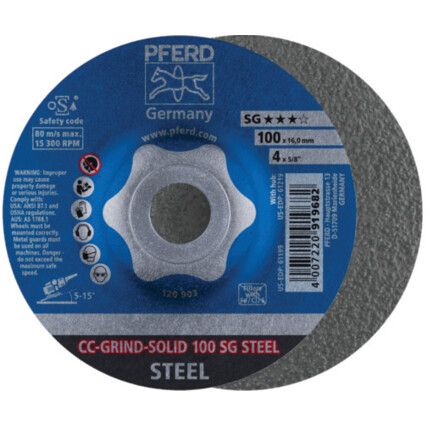 Grinding Disc, CC-Grind-Solid, 180-Very Fine, 100 x 16 mm, Type 27