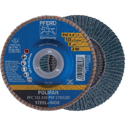 Polifan Power, Flap Disc, PFC125, 125 x 22.23mm, Conical (Type 29), P40, Zirconia