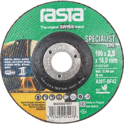 3203RA, Cutting Disc, Specialist Line, 24-Coarse, 100 x 2.5 x 16 mm, Type 42, Aluminium Oxide