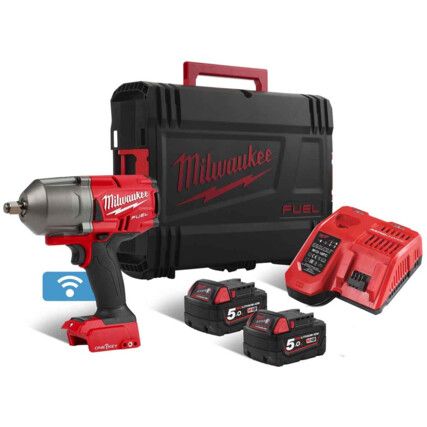 M18 ONEFHIWF12-502X Cordless Impact Wrench, 1/2in. Drive, 18V, Brushless, 1356Nm Max. Torque, 2 x 5.0Ah Batteries