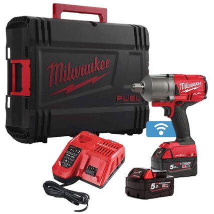 M18ONEFHIWF34 Cordless Impact Wrench, 3/4in. Drive, 18V, Brushless, 2034Nm Max. Torque, 2 x 5.0Ah Batteries