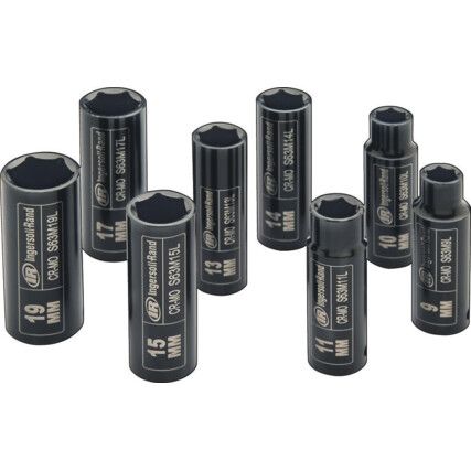 3/8"  METRIC UNIVERSAL LONG SOCKETS SET CR-MO STEEL (ST-8)