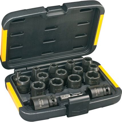 DT7506 17 Piece 1/2" Impact Socket Set, 6 to 27mm