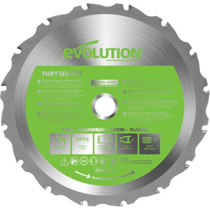 FURY 185mm Replacment Multipurpose Tungsten Carbide Tipped Blades With Evolution RAGE Technology