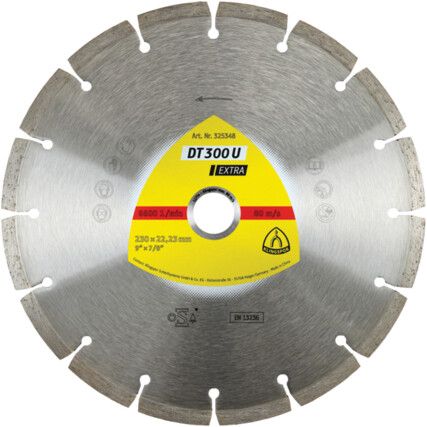 T 300 U Extra 230mm Universal Diamond Blade for Angle Grinders on Construction materials, Concrete