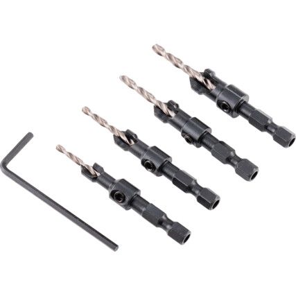 P-51954, Quick Change Countersink Set, No.10 - 1/8in., No.12 - 1/8in., No.6 - 3/32in., No.8 - 7/64in.