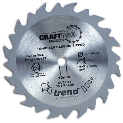 CSB/16548TC TCT CraftPro Thin Kerf Saw blade for cordless saws 165mm x 48T x 15.88mm