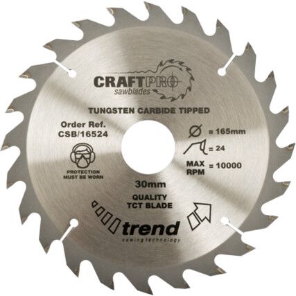 CSB/23524 TCT CraftPro General Purpose Sawbladesfor a Medium/Coarse Finish in Woods & Wood Based Materials 235mm x 24T x 30mm