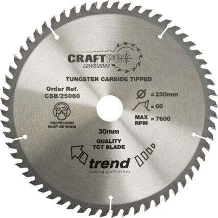 CSB/19060 TCT CraftPro Fine Trim / Finishing Sawblades for a Extra Fine Finish in Woods & Wood Based Materials 190mm x 60T x 30mm