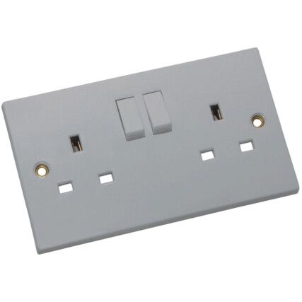 Double Socket, Switched, Double Pole, 13A