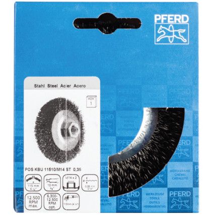 POS KBU 11510/M14 Steel Wire 0.35 SG Threaded Bevel Brush