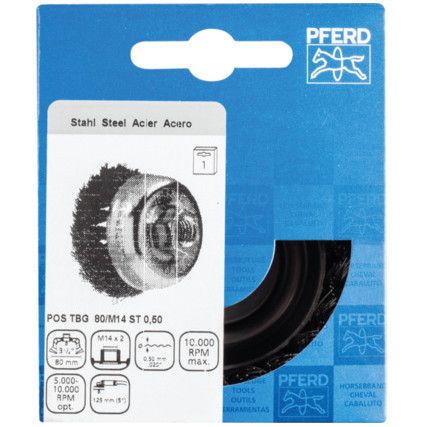 POS TBG 80/M14 ST Steel Wire 0.50 SG Threaded Cup Brush