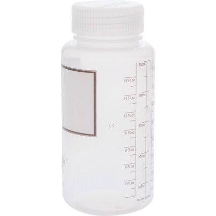 BOTTLE ROUND, PP, WIDE NECK 500ml GRADUATED (PK-10)