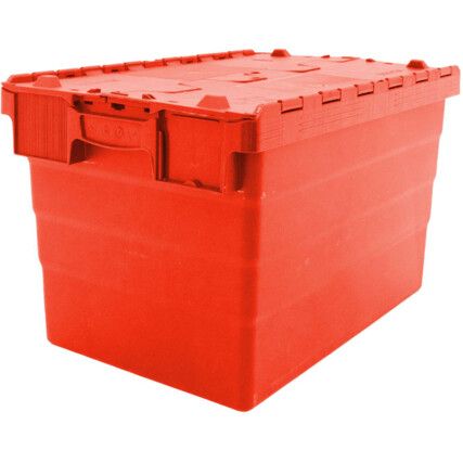 ATTACHED LID CONTAINER RED 600X400X365mm 68L