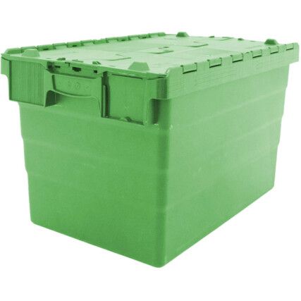 ATTACHED LID CONTAINER GREEN 600X400X365mm 68L