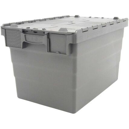 ATTACHED LID CONTAINER GREY 600X400X365mm 68L