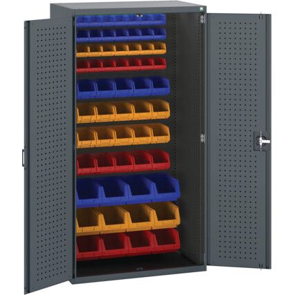 CUBIO CUPBOARD LOUVRE 60 BINS WxDxH: 1050x650x2000mm ALL DARK GREY