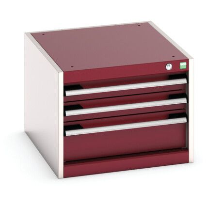 CUBIO DRAWER CABINET WITH 3 DRAWERS 525X650X400H RAL7035/3004