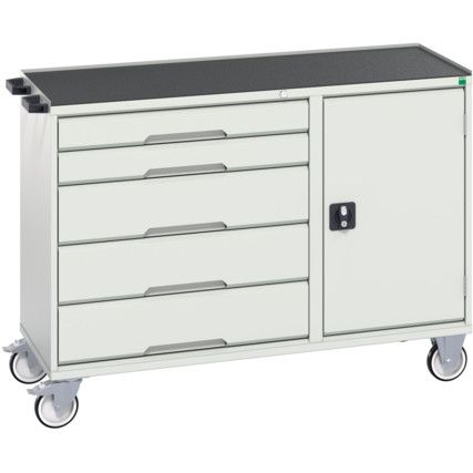 MAINTENANCE TROLLEY 5 DRAWER TOP TRAY LIGHT GREY