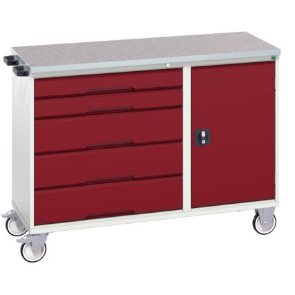 MAINTENANCE TROLLEY 5 DRAWER LINO TOP GREY/RED