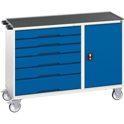 MAINTENANCE TROLLEY 6 DRAWER TOP TRAY GREY/BLUE