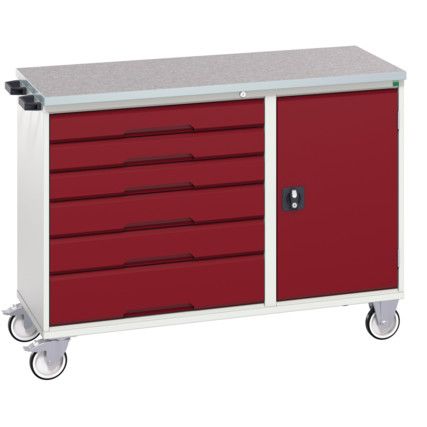 MAINTENANCE TROLLEY 6 DRAWER LINO TOP GREY/RED