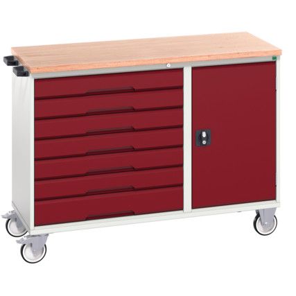 MAINTENANCE TROLLEY 7 DRAWER MPX TOP GREY/RED