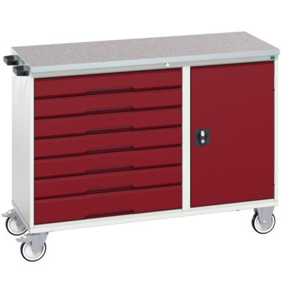 MAINTENANCE TROLLEY 7 DRAWER LINO TOP GREY/RED