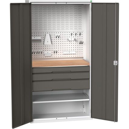 VERSO KITTED CUPBOARD WITH 1 SHELF AND 3 DRAWERS GREY/ANTHRACITE