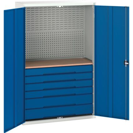 KITTED CUPBOARD 1 DRAWER, 2 SHELF GREY/BLUE